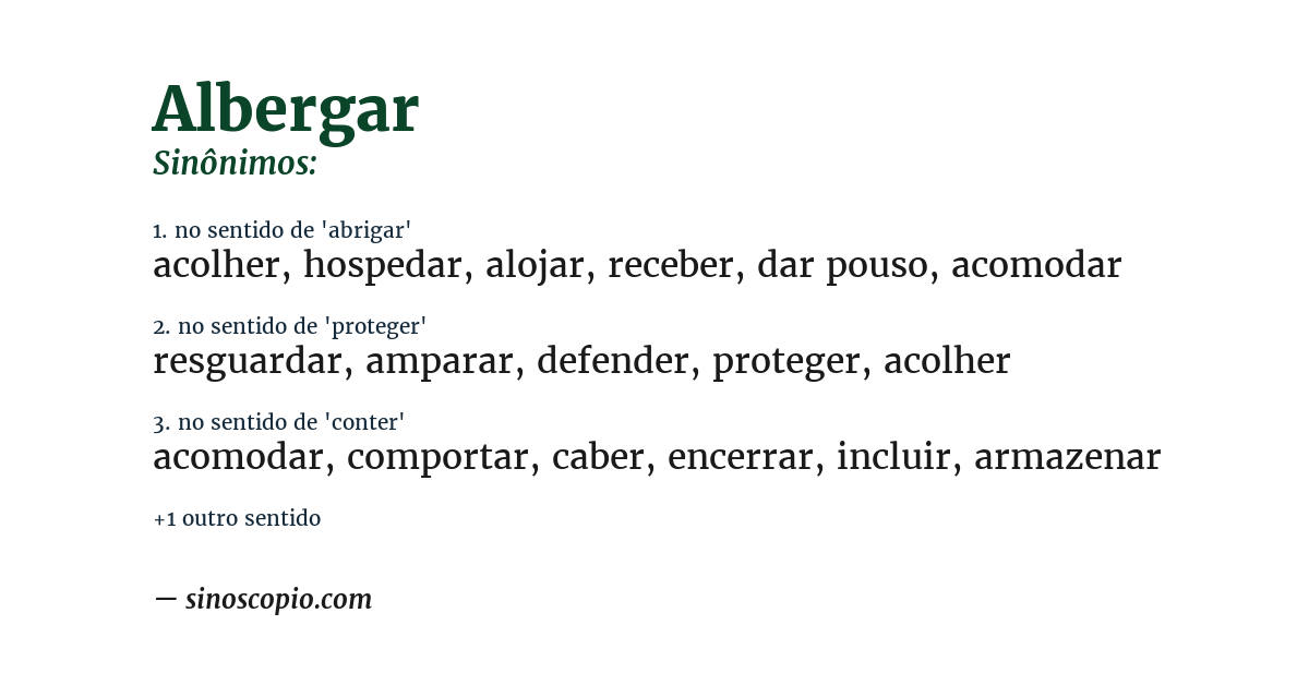 Sinônimo de albergar