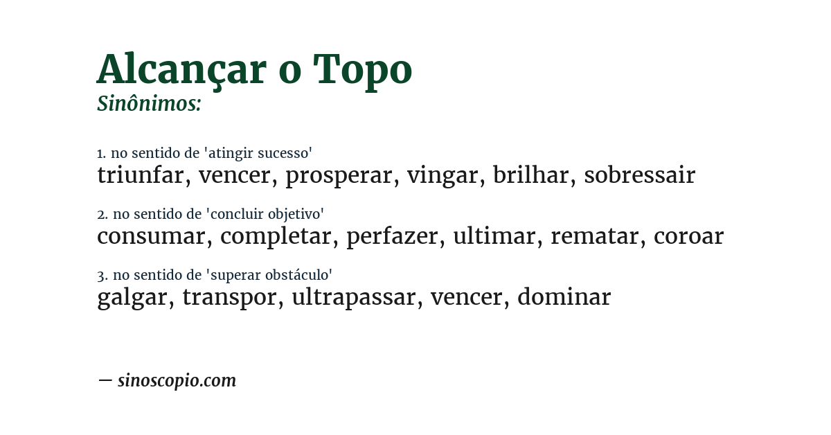 Sinônimo de alcançar o topo