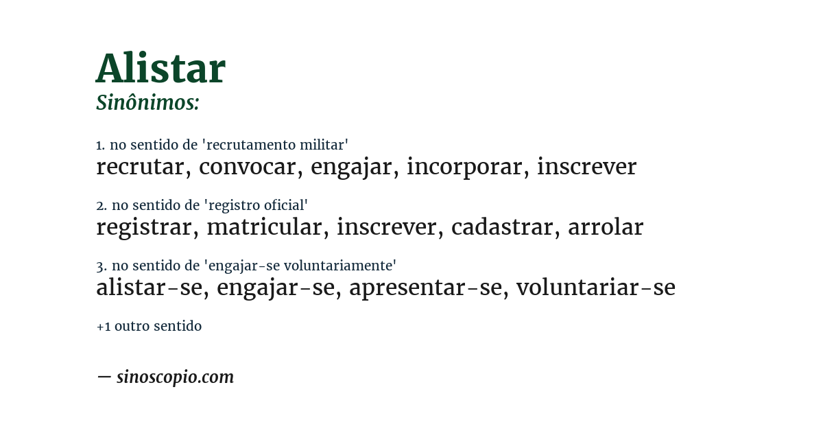 Sinônimo de alistar