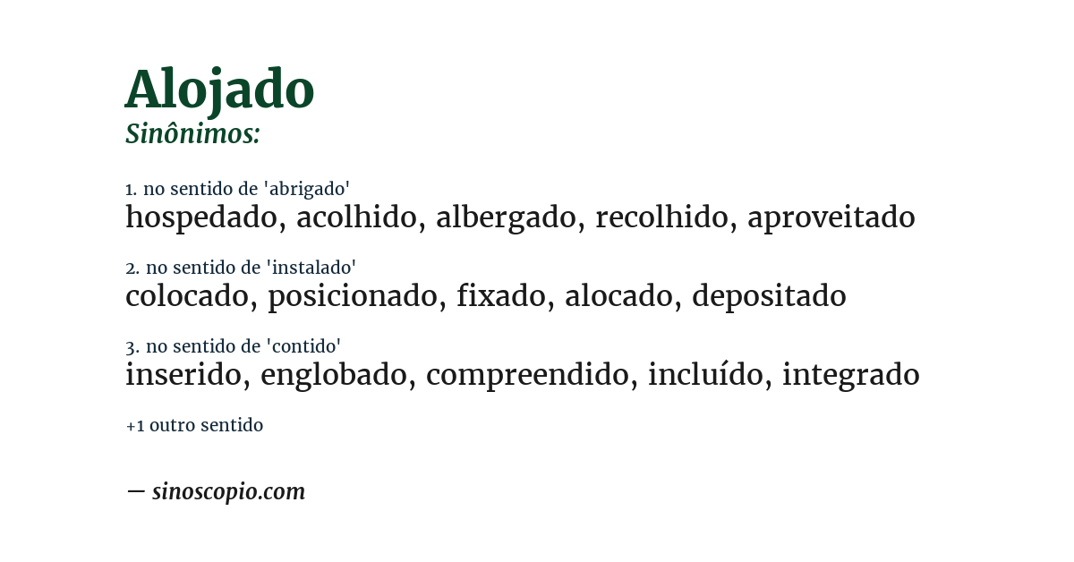 Sinônimo de alojado