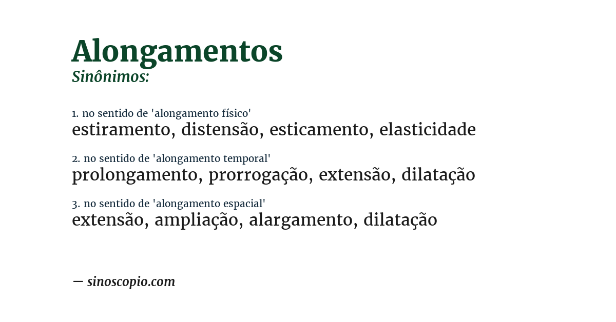 Sinônimo de alongamentos