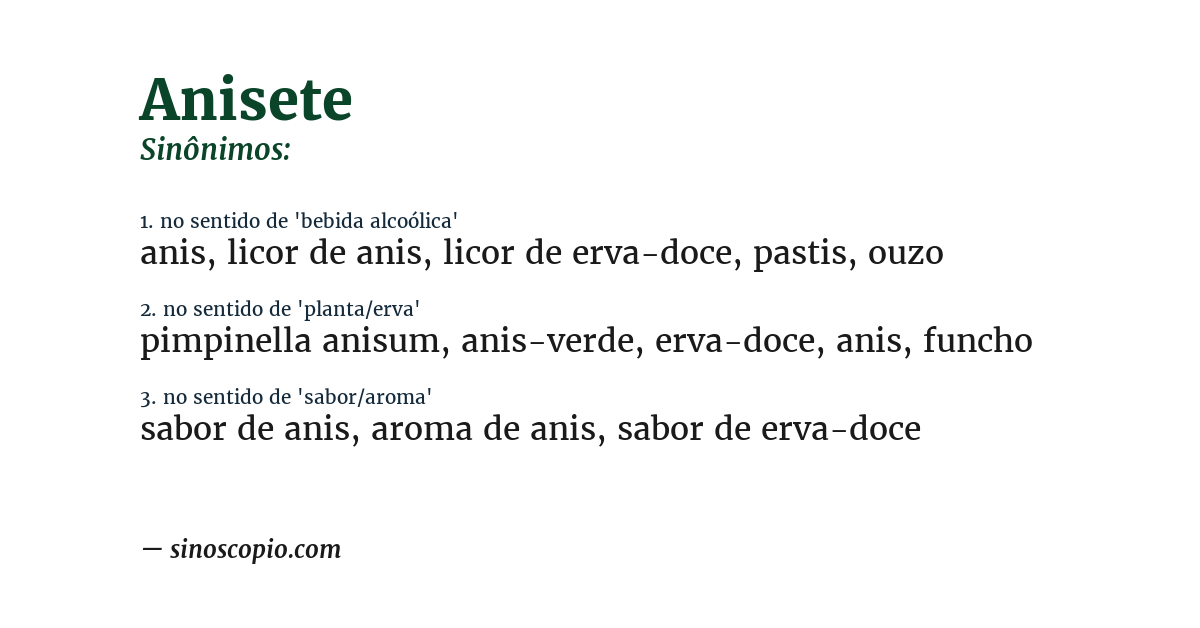 Sinônimo de anisete