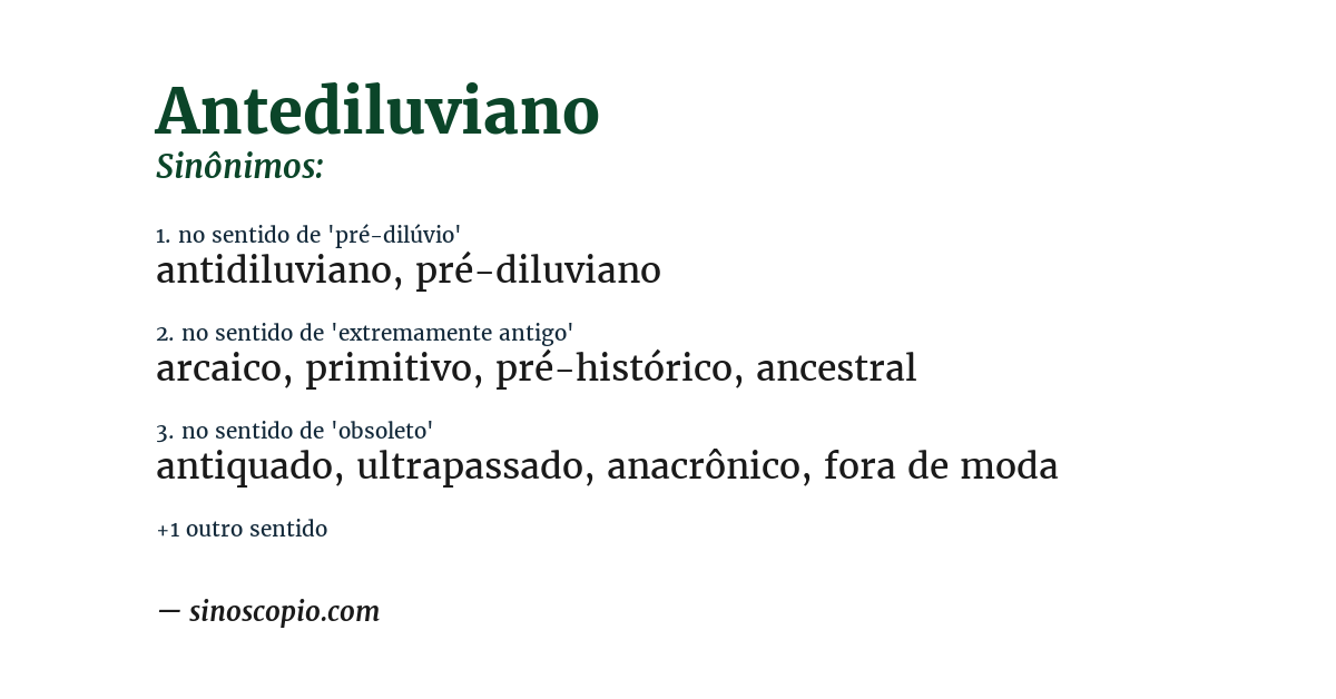 Sinônimo de antediluviano