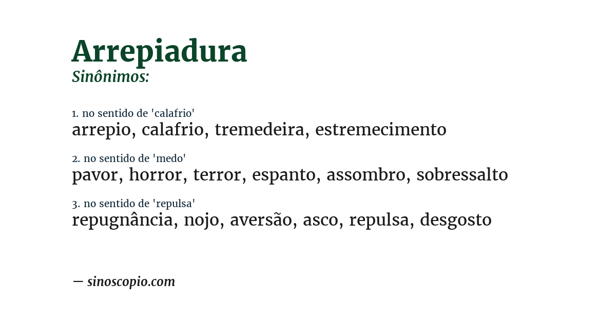 Sinônimo de arrepiadura