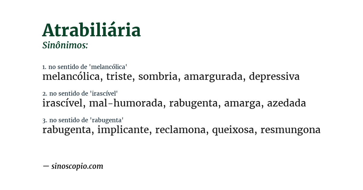 Sinônimo de atrabiliária
