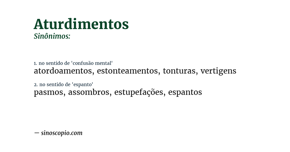 Sinônimo de aturdimentos