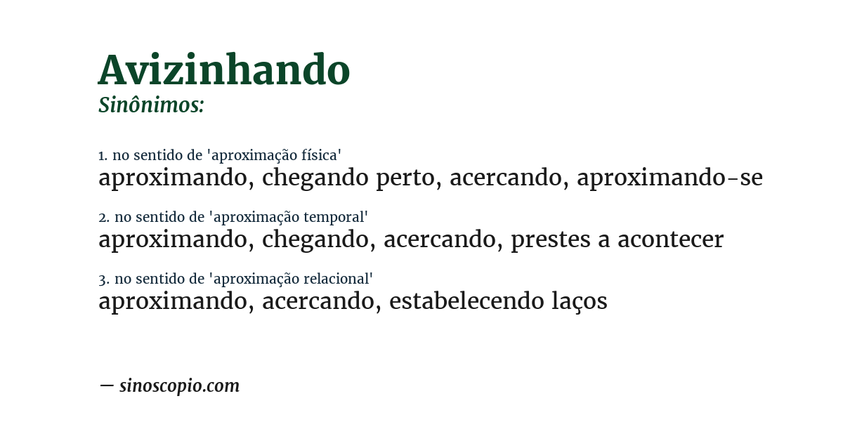 Sinônimo de avizinhando