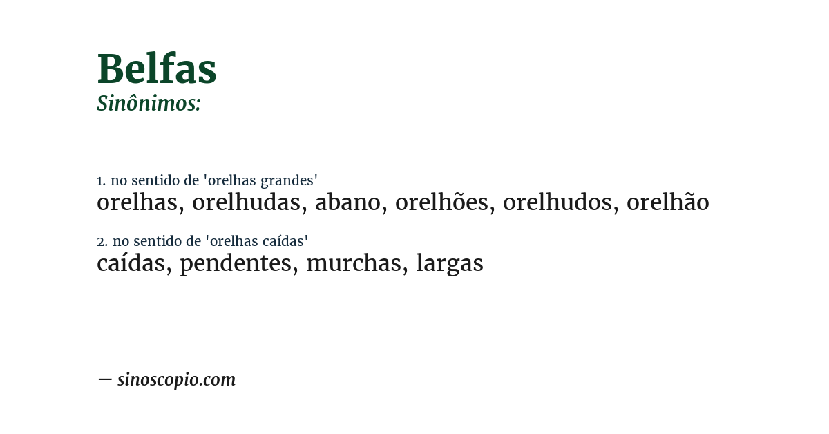 Sinônimo de belfas