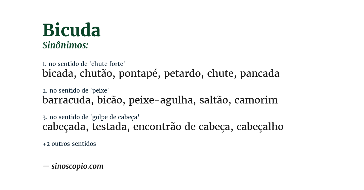 Sinônimo de bicuda