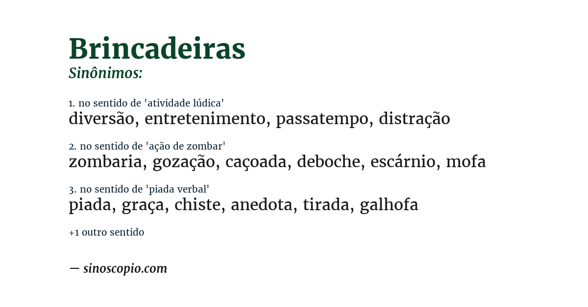 Sinônimo de brincadeiras