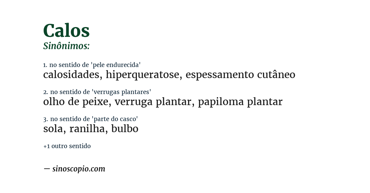 Sinônimo de calos