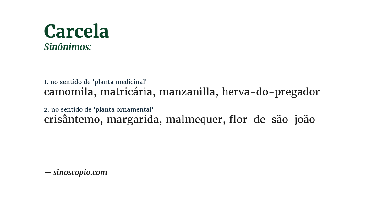 Sinônimo de carcela