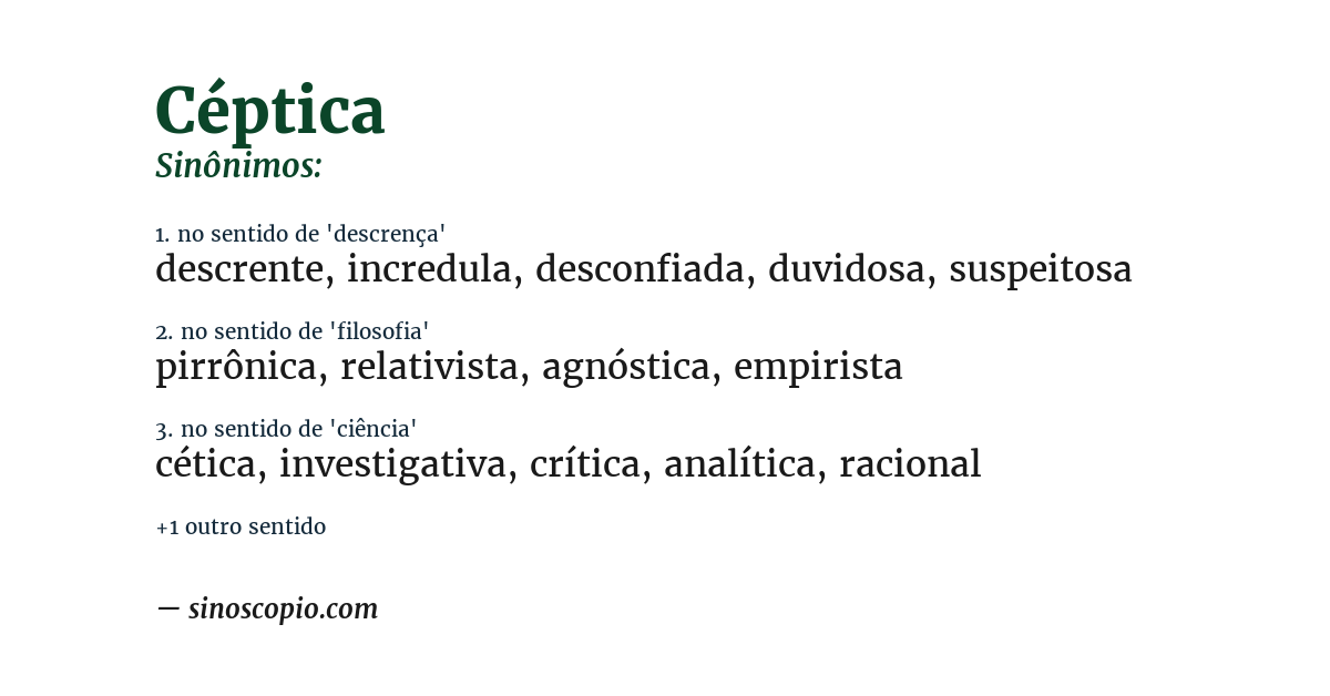 Sinônimo de céptica