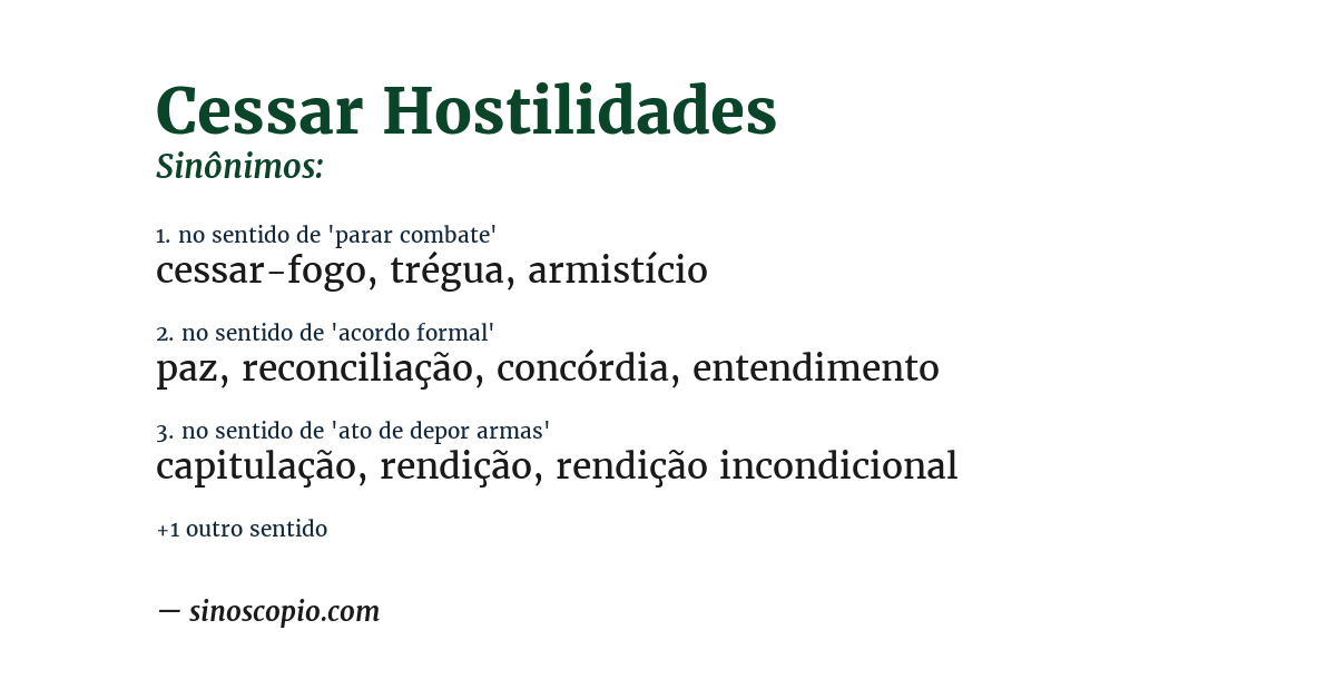 Sinônimo de cessar hostilidades
