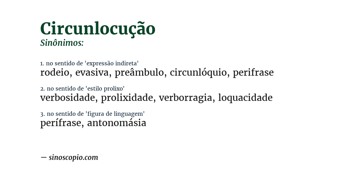 Sinônimo de circunlocução