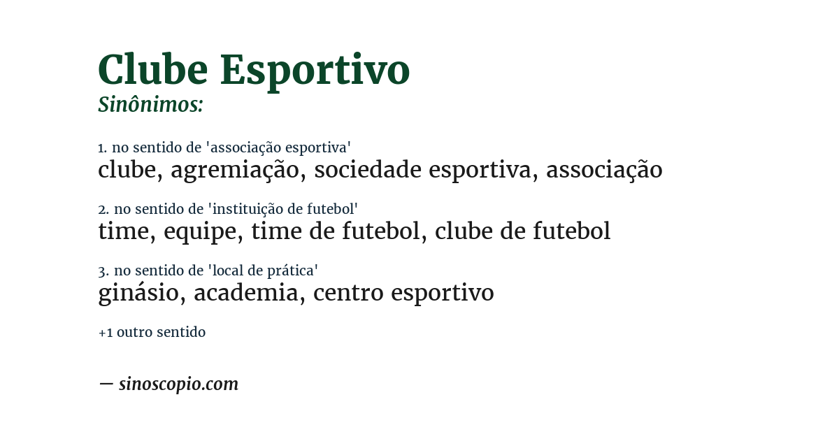 Sinônimo de clube esportivo