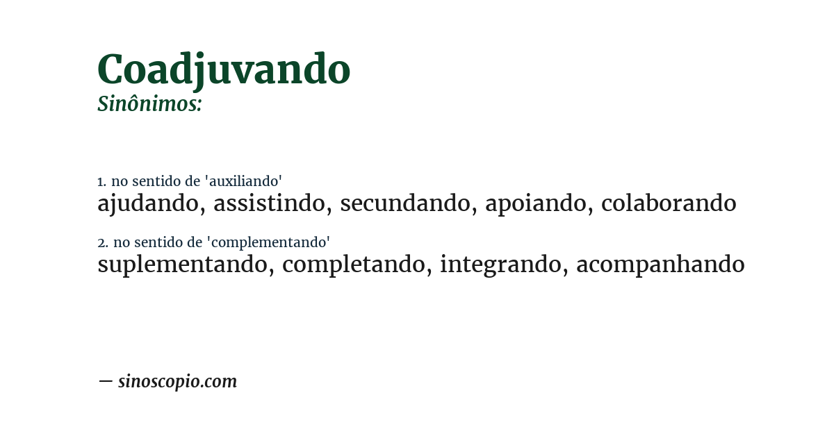 Sinônimo de coadjuvando