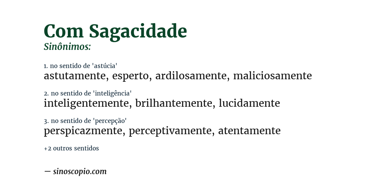 Sinônimo de com sagacidade