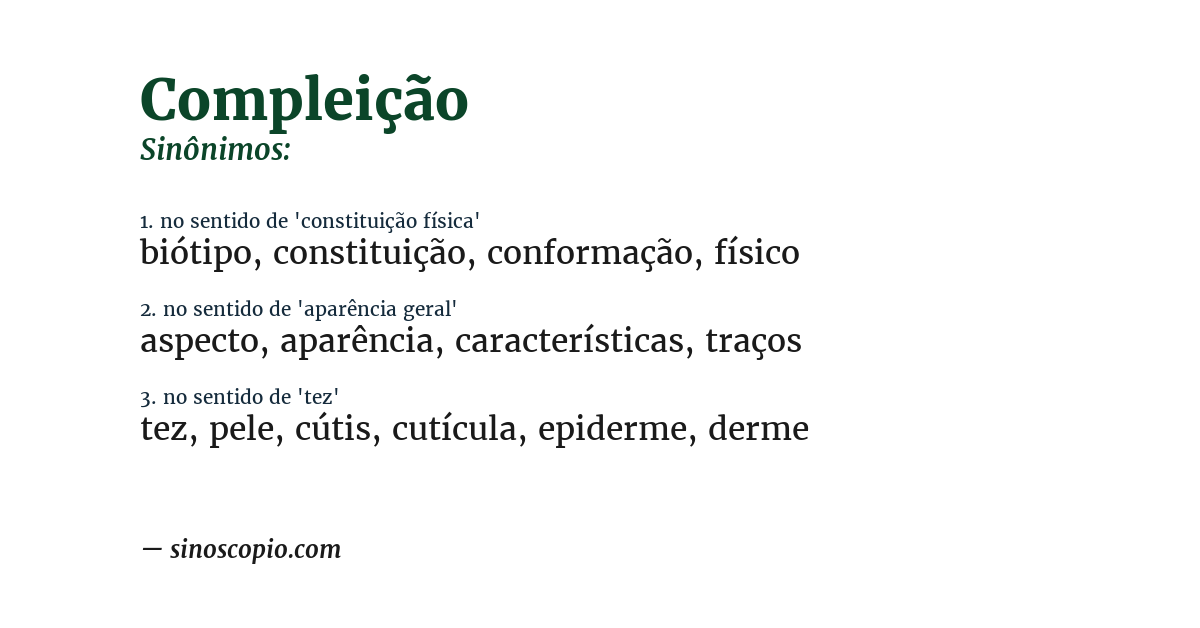 Sinônimo de compleição