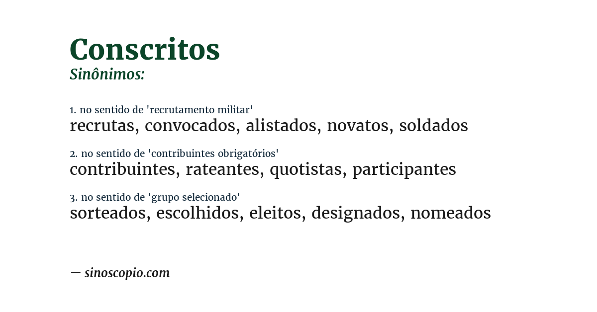 Sinônimo de conscritos