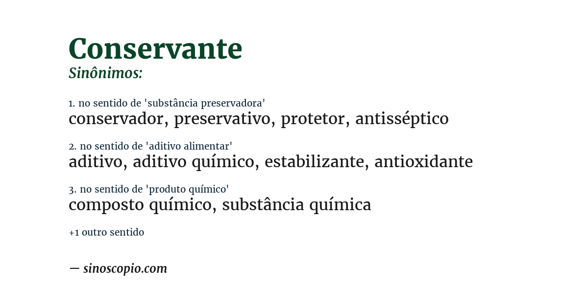 Sinônimo de conservante