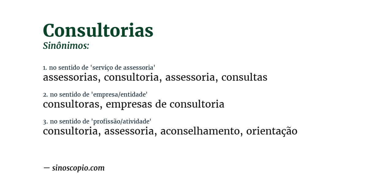 Sinônimo de consultorias