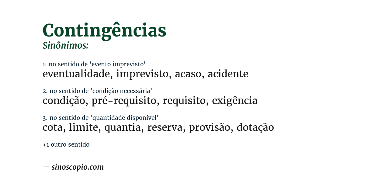 Sinônimo de contingências