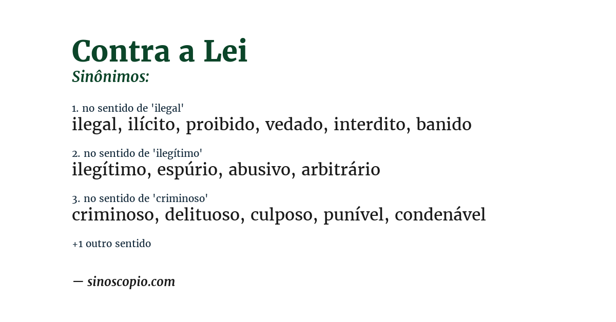 Sinônimo de contra a lei