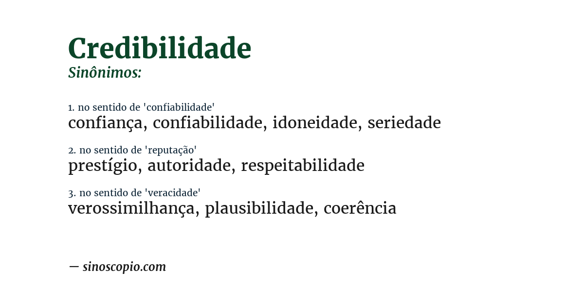 Sinônimo de credibilidade