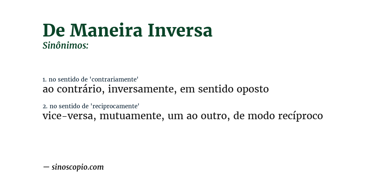 Sinônimo de de maneira inversa
