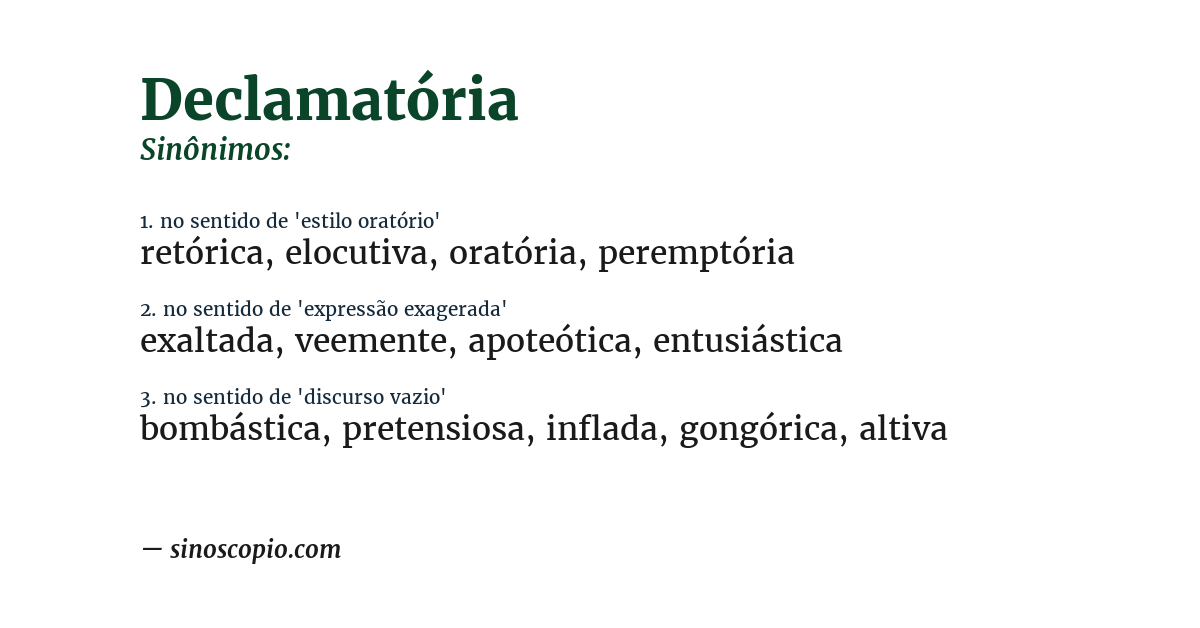 Sinônimo de declamatória