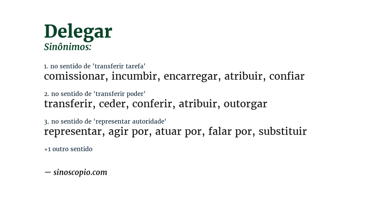 Sinônimo de delegar