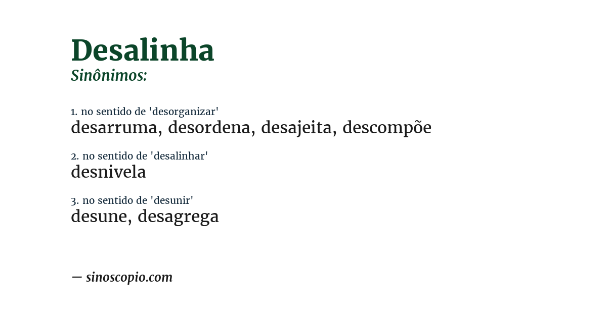 Sinônimo de desalinha