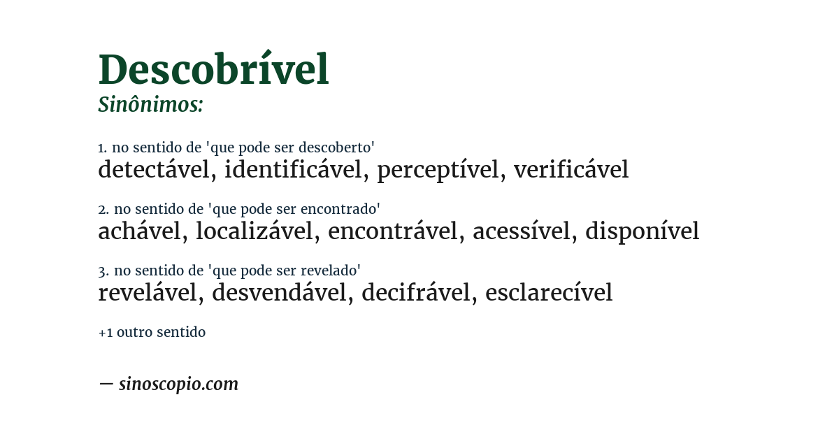 Sinônimo de descobrível