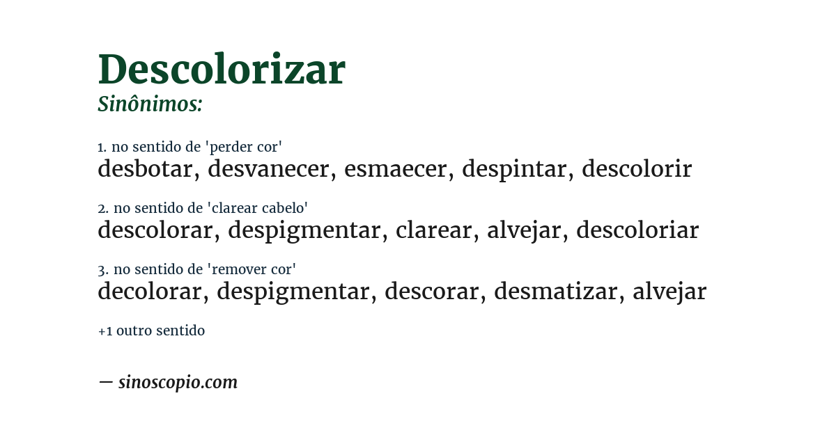 Sinônimo de descolorizar