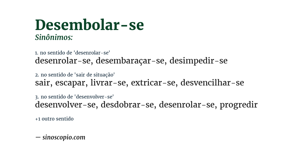 Sinônimo de desembolar-se