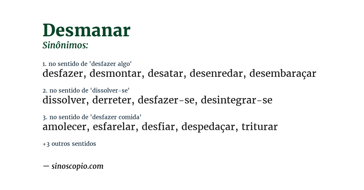 Sinônimo de desmanar