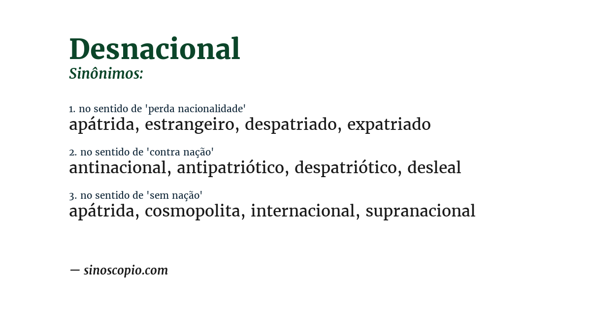 Sinônimo de desnacional