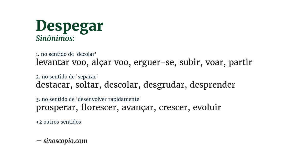 Sinônimo de despegar
