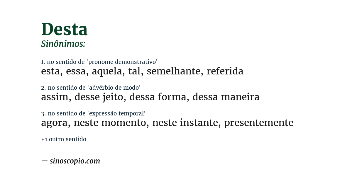 Sinônimo de desta