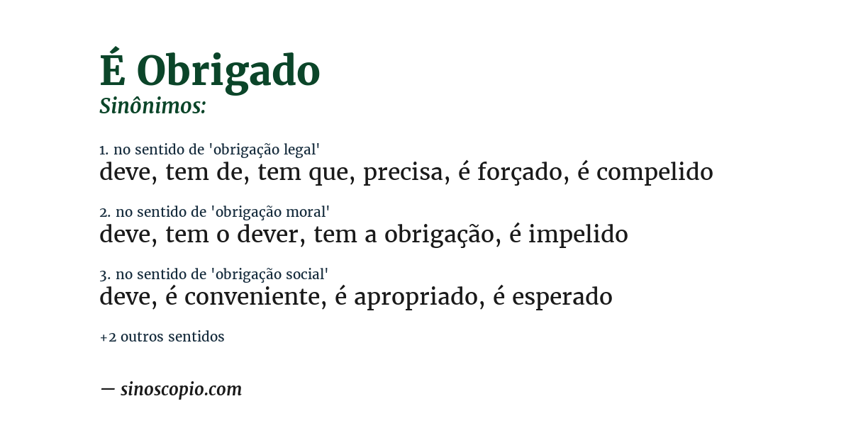 Sinônimo de é obrigado