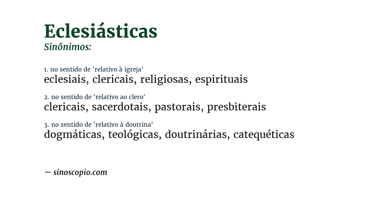 Sinônimo de eclesiásticas