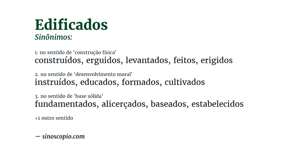Sinônimo de edificados