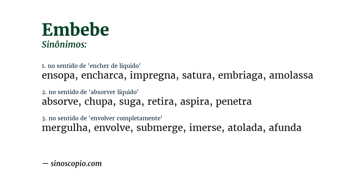 Sinônimo de embebe