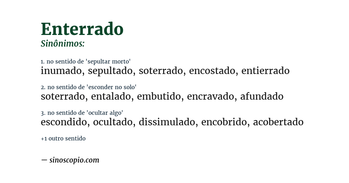 Sinônimo de enterrado