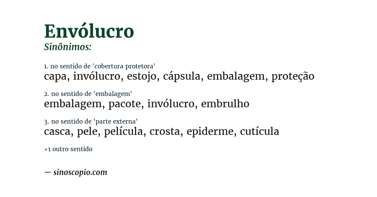 Sinônimo de envólucro