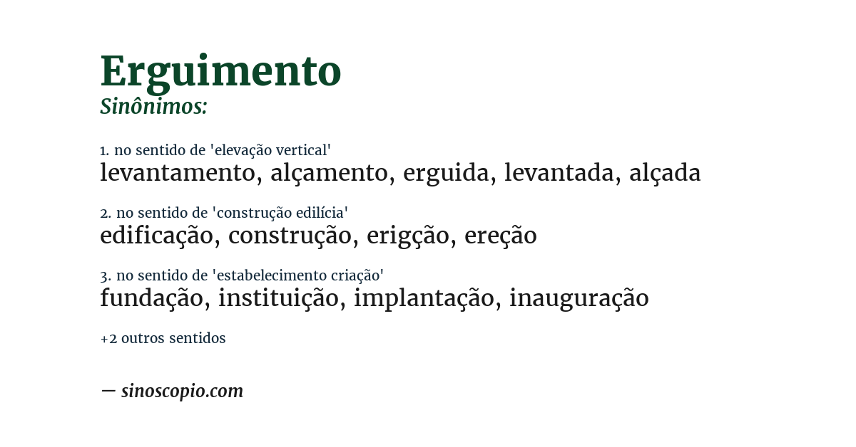 Sinônimo de erguimento