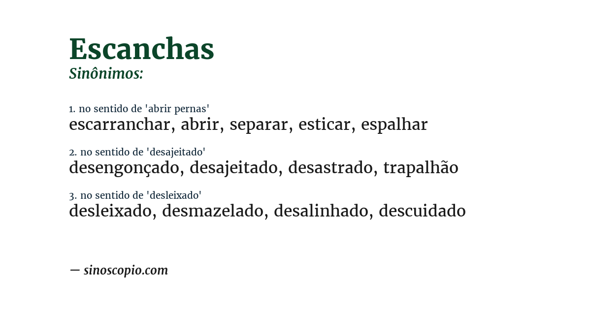 Sinônimo de escanchas