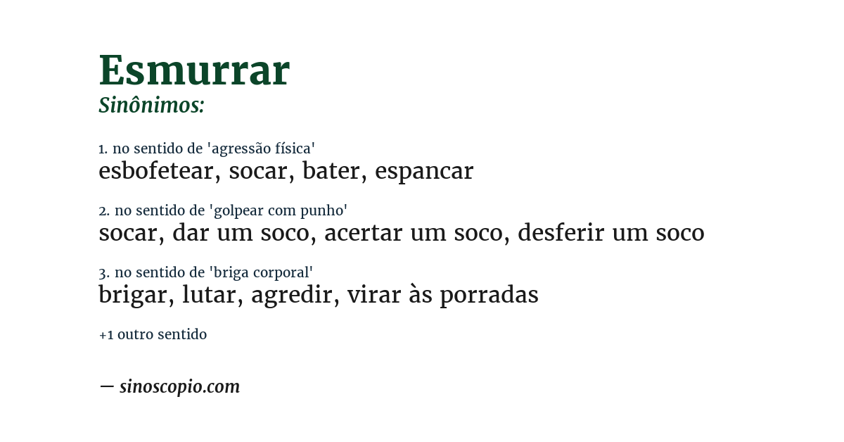 Sinônimo de esmurrar