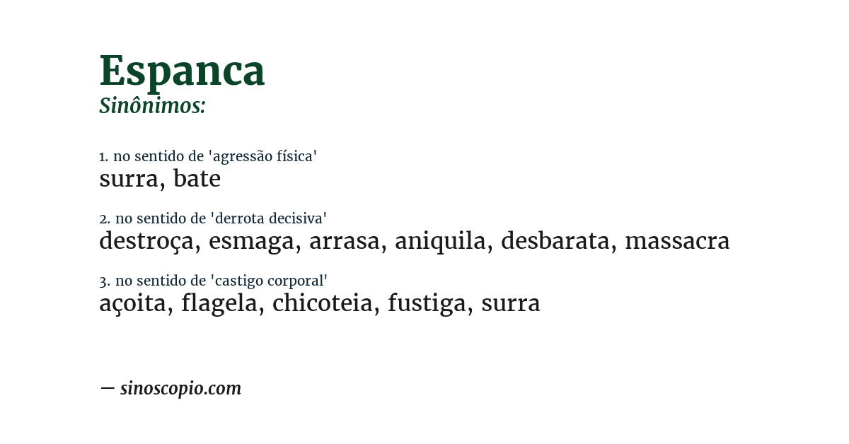 Sinônimo de espanca